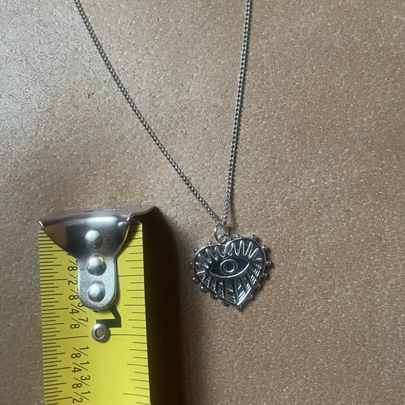 Heart Evil eye 🧿 Charm pendant necklace silver - Picture 5 of 6
